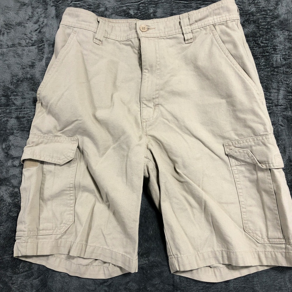 Chaps Cargo Shorts Mens 29 Tan Khaki Cotton Canvas Multi Pocket WPL-125